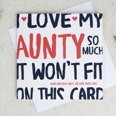 Funny Aunty Birthday Card - personalised card - card for aunty - birthday card - funny card - aunty birthday - uk - I Love My Aunty