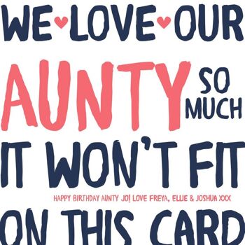 Funny Aunty Birthday Card - carte personnalisée - carte pour tante - carte d'anniversaire - carte drôle - anniversaire tante - uk - We Love Our Auntie 4