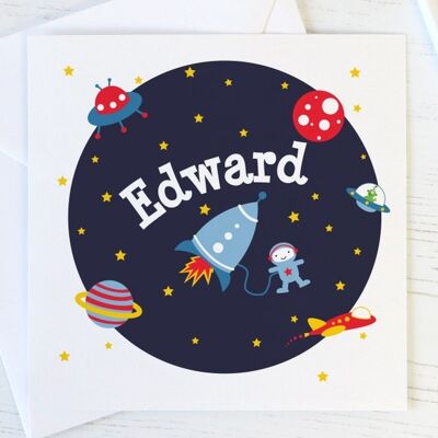 Tarjeta de cumpleaños Space Explorer para niño o niña - Space Boy