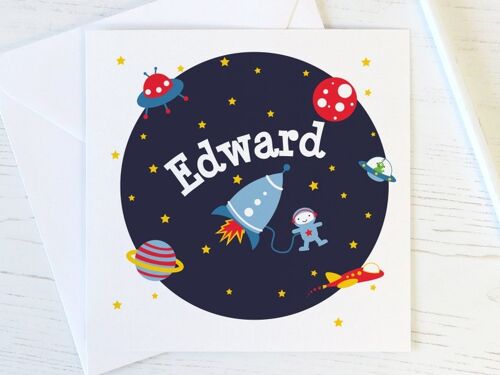 Space Explorer Birthday Card for boys or girls - Space Girl