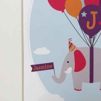 Impression de chambre d'enfant d'éléphant - Impression personnalisée pour les enfants - décor de chambre d'enfant d'éléphant - nouveau cadeau de bébé - cadeau pour les enfants - cadeau d'anniversaire de filles - Monté 30x40cm (£25.00) 4
