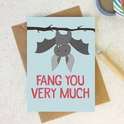 Bat Thank You Card 'Fang You Very Much' - Thankyou Card - cute cards - funny thank you card - batty card - cute animal - winkdesign - thanks