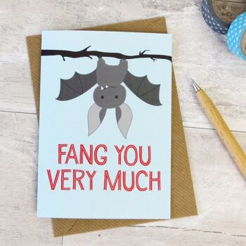 Carte de remerciement chauve-souris 'Fang You Very Much' - Carte de remerciement - cartes mignonnes - carte de remerciement drôle - carte batty - animal mignon - winkdesign - merci 2