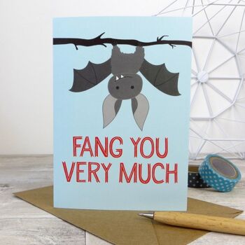 Carte de remerciement chauve-souris 'Fang You Very Much' - Carte de remerciement - cartes mignonnes - carte de remerciement drôle - carte batty - animal mignon - winkdesign - merci 3