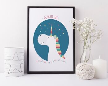 Impression de rêve de licorne personnalisée pour enfants - Impression A4 non montée (18,00 £) Impression non personnalisée 1