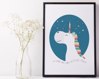 Impression de rêve de licorne personnalisée pour enfants - Impression A4 non montée (18,00 £) Impression non personnalisée 4