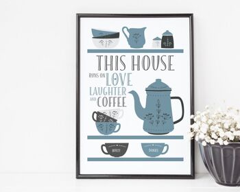 Scandi Style Family Coffee print - coffee print - décor de cuisine - family print - cadeau de pendaison de crémaillère - home decor - coffee print - coffee art - Print in White Mount (£25.00) Sable - 3 tasses 2