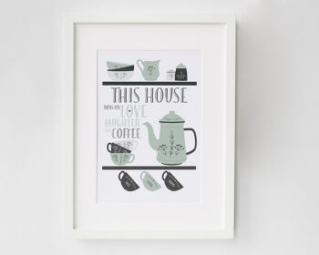 Scandi Style Family Coffee print - coffee print - décor de cuisine - family print - cadeau de pendaison de crémaillère - home decor - coffee print - coffee art - White frame + mount (£60.00) Sable - 5 tasses 3