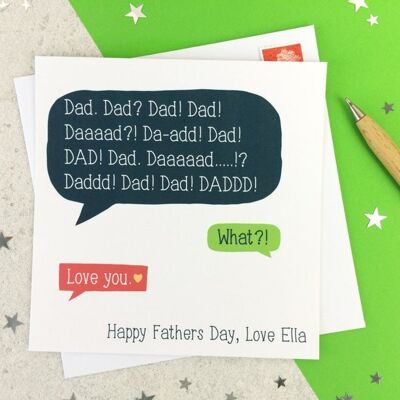 Personalisierte lustige Vatertags-Sprechblasenkarte – personalisiert – Karte für Papa – Vatertag – lustige Karte – uk