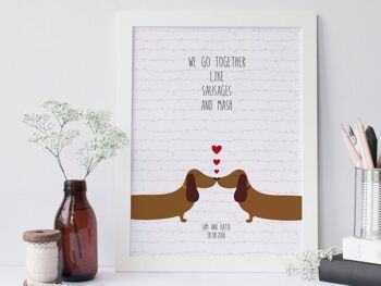 Impression d'amour de chien de saucisse pour l'anniversaire, le mariage ou la Saint-Valentin - impression A4 seulement (18,00 £) 2
