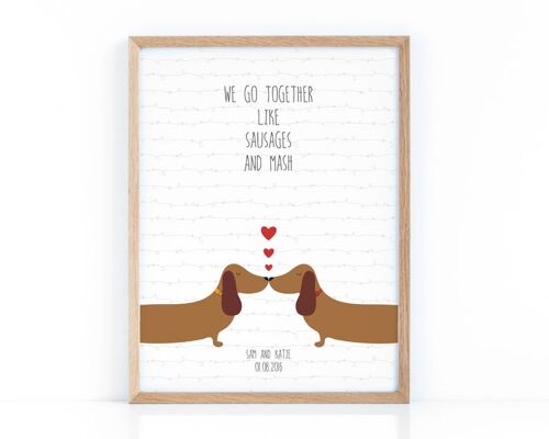 Sausage Dog Love Print for Anniversary, Wedding or Valentines Day - Mounted print (£25.00)