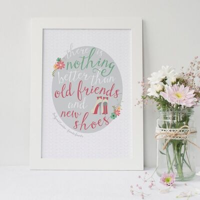 Friendship Print for Shoe Lovers - best friend gift - personalized print - friendship print - shoe print - friendship quote - best gift - UK - Mounted 16x12” Print (£25.00)