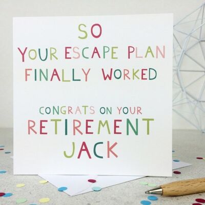 Funny 'Escape Plan' Retirement Card