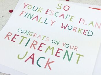 Carte de retraite amusante "Plan d'évasion" 2