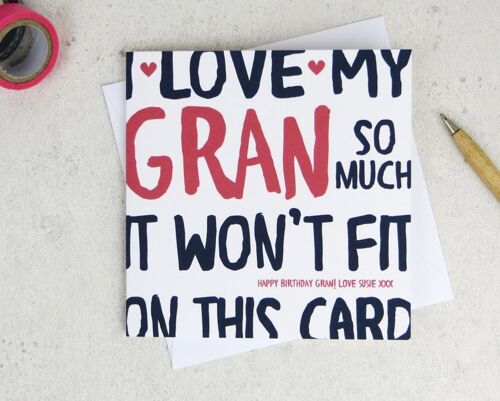 Funny Gran / Granny Birthday Card - personalised card - card for Gran - birthday card - funny card - Granny birthday - uk - grandma - I Love My Gran