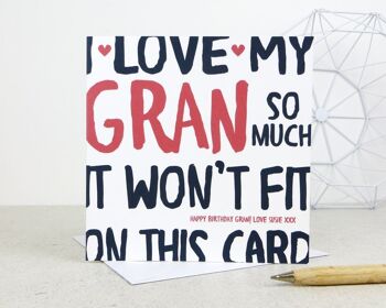 Funny Gran / Granny Birthday Card - carte personnalisée - carte pour Gran - carte d'anniversaire - carte drôle - anniversaire de grand-mère - Royaume-Uni - grand-mère - I Love My Granny 2