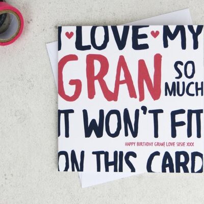 Funny Gran / Granny Birthday Card - personalised card - card for Gran - birthday card - funny card - Granny birthday - uk - grandma - We Love Our Granny
