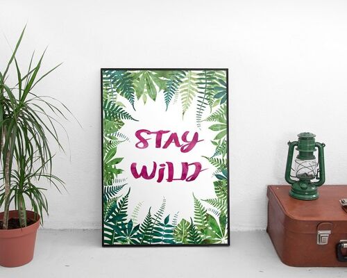 Tropical Jungle Foliage Print 'Stay Wild' - monstera leaf - friend gift - jungle decor - wild print - tropical decor - wink design - uk - A4 print (£16.00)