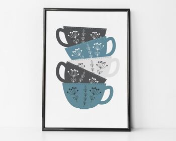 Tasse à thé/café Stack Print For Kitchens - style scandi - impression de cuisine - cadeau de pendaison de crémaillère - cadeau d'amitié - cadeau d'amoureux du thé - Monté 30x40cm (25,00 €) Sable 1