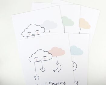 Sweet Dreams Cloud Nursery Print - Style Scandi - impression personnalisée - chambre d'enfant minimaliste - cadeau de bébé - cadeau de baptême - Royaume-Uni - skandi - Impression A4 non montée (18,00 £) Rose pâle 3