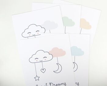 Sweet Dreams Cloud Nursery Print - Style Scandi - impression personnalisée - pépinière minimaliste - cadeau de bébé - cadeau de baptême - Royaume-Uni - skandi - Impression A4 non montée (18,00 £) Pêche 3