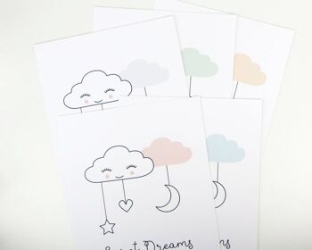 Sweet Dreams Cloud Nursery Print - Scandi Style - impression personnalisée - chambre d'enfant minimaliste - cadeau de bébé - cadeau de baptême - royaume-uni - skandi - Monté 30x40cm (25,00 £) Rose pâle 3
