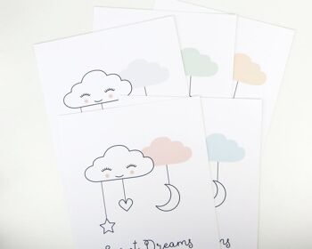 Sweet Dreams Cloud Nursery Print - Style Scandi - impression personnalisée - pépinière minimaliste - cadeau de bébé - cadeau de baptême - Royaume-Uni - skandi - Impression encadrée blanche (60,00 £) Bleu bébé 3