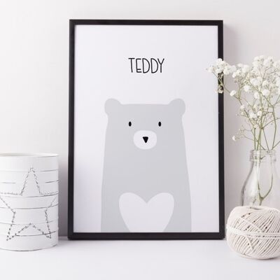 Impression de chambre d'enfant d'ours - affiche d'ours mignon - nouveau cadeau de bébé - chambre d'enfant scandi - art mural de chambre d'enfant - cadeau de nouveau-né - cadeau de baptême - photo d'ours - Monté 30x40cm (25,00 €)