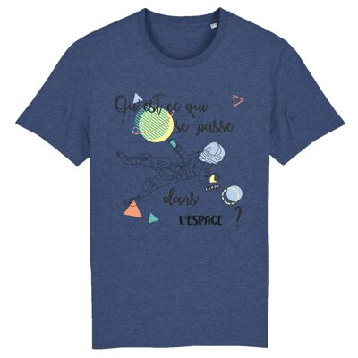 T-shirt Rocker unisexe Qu'est-ce qui se passe dans l'espace ? - Coton Bio - XS - Indigo