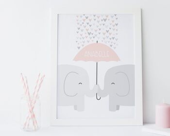 Elephant Nursery Print - 4 couleurs - impression personnalisée - pépinière minimaliste - cadeau bébé fille - cadeau bébé garçon - cadeau de baptême - Royaume-Uni - Impression A4 non montée (18,00 £) Bleu bébé 1