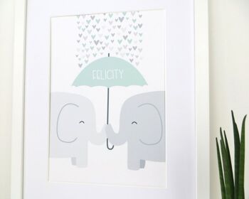Elephant Nursery Print - 4 couleurs - impression personnalisée - pépinière minimaliste - cadeau bébé fille - cadeau bébé garçon - cadeau de baptême - Royaume-Uni - Impression A4 non montée (18,00 £) Bleu bébé 5
