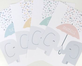 Elephant Nursery Print - 4 couleurs - impression personnalisée - pépinière minimaliste - cadeau bébé fille - cadeau bébé garçon - cadeau de baptême - Royaume-Uni - Impression A4 non montée (18,00 £) Rose pâle 3