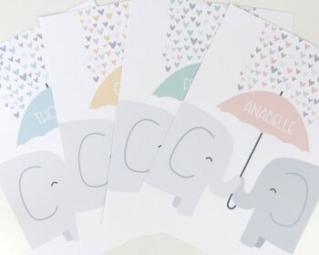 Elephant Nursery Print - 4 couleurs - impression personnalisée - chambre d'enfant minimaliste - cadeau bébé fille - cadeau bébé garçon - cadeau de baptême - Royaume-Uni - Impression A4 non montée (18,00 £) État neuf 3