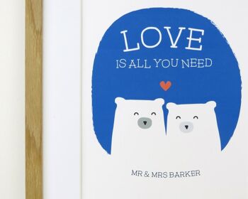 Cute Bear 'Love Is All You Need' Art Print - Impression montée (25,00 £) Bleu foncé 4