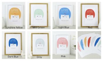 Cute Bear 'Love Is All You Need' Art Print - Impression montée (25,00 £) Bleu foncé 9