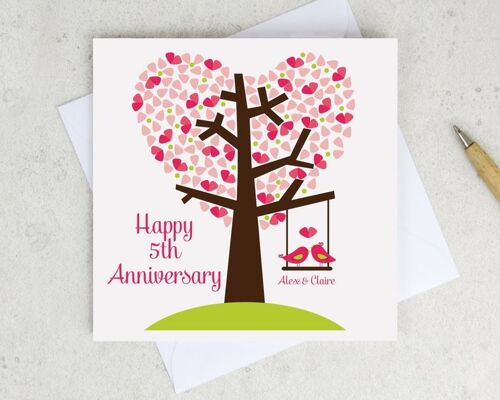 Personalised Heart Tree Anniversary Card