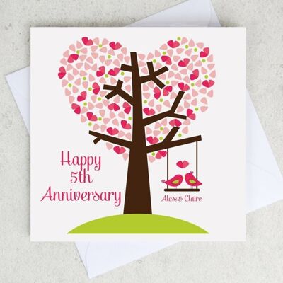 Personalised Heart Tree Anniversary Card