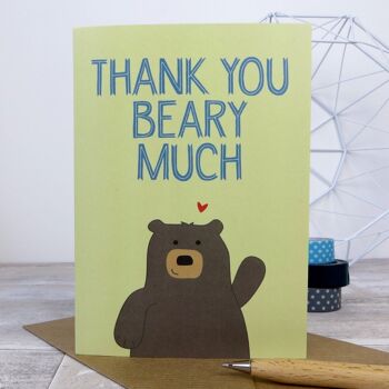 Carte de remerciement ours 'Merci beaucoup Beary' - Carte de remerciement ours mignon - cartes mignonnes - carte de remerciement drôle - carte ours - animal mignon - Royaume-Uni 2