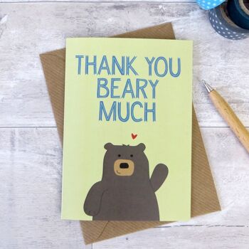 Carte de remerciement ours 'Merci beaucoup Beary' - Carte de remerciement ours mignon - cartes mignonnes - carte de remerciement drôle - carte ours - animal mignon - Royaume-Uni 3