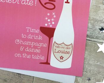 Carte Champagne 40e Anniversaire Personnalisée - Rose 4