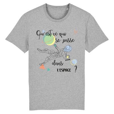 T-shirt Rocker unisexe Qu'est-ce qui se passe dans l'espace ? - Coton Bio - M - Gris