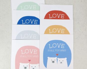 Cute Bear Love Print 'Love Is All You Need' - bleu foncé - Impression personnalisée - cadeau d'anniversaire - impression de mariage - valentines - 7 couleurs - Impression montée (24,95 £) Rose 3