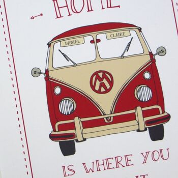 Impression de camping-car 'Home Is Where You Park It' - cadeau d'anniversaire - cadeau de mariage - impression de camping-car vintage - impression personnalisée - Monté 30x40cm (£25.00) Red Split Screen 5