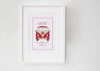 Impression de camping-car 'Home Is Where You Park It' - cadeau d'anniversaire - cadeau de mariage - impression de camping-car vintage - impression personnalisée - Monté 30x40cm (£25.00) Orange Baywindow 4