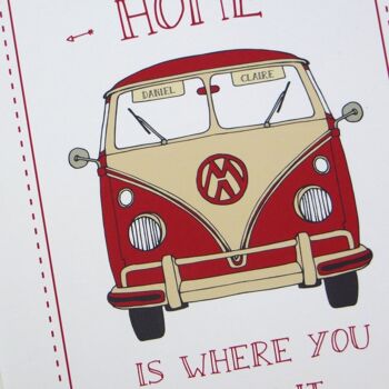 Impression de camping-car 'Home Is Where You Park It' - cadeau d'anniversaire - cadeau de mariage - impression de camping-car vintage - impression personnalisée - Monté 30x40cm (£25.00) Orange Baywindow 5