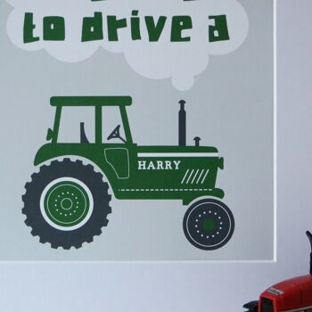 Impression de tracteur - Impression de pépinière personnalisée - impression agricole - « Quand je serai grand » - décor de pépinière - cadeaux de tracteur - cadeau d'anniversaire - Royaume-Uni - Impression A4 non montée (18,00 £) Bleu 2