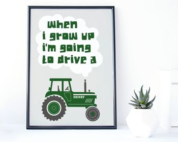 Impression de tracteur - Impression de pépinière personnalisée - impression agricole - « Quand je serai grand » - décor de pépinière - cadeaux de tracteur - cadeau d'anniversaire - Royaume-Uni - Impression A4 non montée (18,00 £) Rouge 1