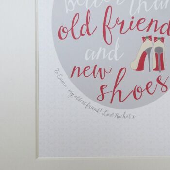 Shoe Lovers Friendship Print - cadeau pour un ami - amateur de chaussures - cadeau d'amitié - cadeau pour petite amie - cadeau amusant pour elle - cadeau de demoiselle d'honneur - Impression montée (24,95 £) 3