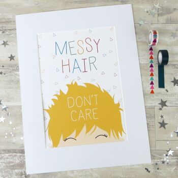 Déco Chambre Enfant 'Messy Hair Don't Care' - Monté 30x40cm (25,00€) Noir 4