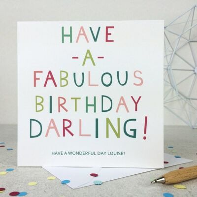 Lustige Geburtstagskarte 'Fabulous Darling' - personalisierte Karte - Happy Birthday Karte - Karte für die beste Freundin - Karte für Freundin - uk